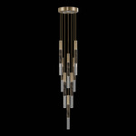 Antonia Cylinder Round Multi-Light Pendant - Gold Leaf / Nickel / Charcoal / Crystal