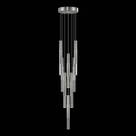 Antonia Cylinder Round Multi-Light Pendant - Silver Leaf / Brass / No Skin / Crystal