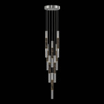 Antonia Cylinder Round Multi-Light Pendant - Silver Leaf / Brass / Charcoal / Crystal