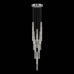 Antonia Cylinder Round Multi-Light Pendant - Silver Leaf / Brass / Smoke / Crystal