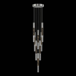 Antonia Cylinder Round Multi-Light Pendant - Silver Leaf / Nickel / Charcoal / Crystal