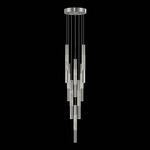 Antonia Cylinder Round Multi-Light Pendant - Silver Leaf / Nickel / Smoke / Crystal