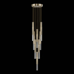 Antonia Cylinder Round Multi-Light Pendant - Soft Gold Leaf / Brass / No Skin / Crystal