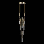 Antonia Cylinder Round Multi-Light Pendant - Soft Gold Leaf / Brass / Charcoal / Crystal