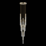Antonia Cylinder Round Multi-Light Pendant - Soft Gold Leaf / Brass / Smoke / Crystal