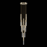 Antonia Cylinder Round Multi-Light Pendant - Soft Gold Leaf / Nickel / No Skin / Crystal