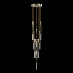 Antonia Cylinder Round Multi-Light Pendant - Ombre Bronze / Brass / Charcoal / Crystal