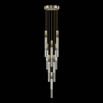 Antonia Cylinder Round Multi-Light Pendant - Ombre Bronze / Brass / Smoke / Crystal