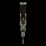 Antonia Cylinder Round Multi-Light Pendant - Ombre Bronze / Nickel / Charcoal / Crystal