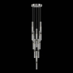 Antonia Cylinder Round Multi-Light Pendant - Ombre Silver / Brass / No Skin / Crystal