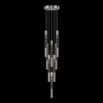 Antonia Cylinder Round Multi-Light Pendant - Ombre Silver / Nickel / Charcoal / Crystal