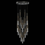 Antonia Cylinder Round Multi-Light Pendant - Black / Brass / Charcoal / Crystal