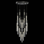 Antonia Cylinder Round Multi-Light Pendant - Black / Brass / Smoke / Crystal