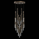 Antonia Cylinder Round Multi-Light Pendant - Bronze / Brass / Charcoal / Crystal