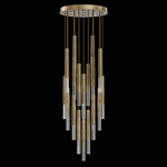 Antonia Cylinder Round Multi-Light Pendant - Gold Leaf / Brass / No Skin / Crystal