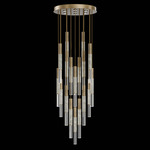 Antonia Cylinder Round Multi-Light Pendant - Gold Leaf / Brass / Smoke / Crystal