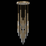 Antonia Cylinder Round Multi-Light Pendant - Gold Leaf / Nickel / No Skin / Crystal