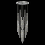 Antonia Cylinder Round Multi-Light Pendant - Silver Leaf / Brass / No Skin / Crystal