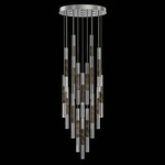 Antonia Cylinder Round Multi-Light Pendant - Silver Leaf / Brass / Charcoal / Crystal