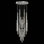 Antonia Cylinder Round Multi-Light Pendant - Silver Leaf / Brass / Smoke / Crystal