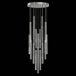 Antonia Cylinder Round Multi-Light Pendant - Silver Leaf / Nickel / No Skin / Crystal