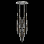 Antonia Cylinder Round Multi-Light Pendant - Silver Leaf / Nickel / Charcoal / Crystal