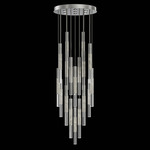 Antonia Cylinder Round Multi-Light Pendant - Silver Leaf / Nickel / Smoke / Crystal