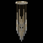 Antonia Cylinder Round Multi-Light Pendant - Soft Gold Leaf / Brass / No Skin / Crystal