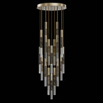 Antonia Cylinder Round Multi-Light Pendant - Soft Gold Leaf / Brass / Charcoal / Crystal
