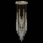 Antonia Cylinder Round Multi-Light Pendant - Soft Gold Leaf / Brass / Smoke / Crystal