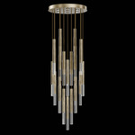 Antonia Cylinder Round Multi-Light Pendant - Soft Gold Leaf / Nickel / No Skin / Crystal