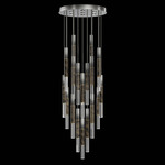 Antonia Cylinder Round Multi-Light Pendant - Ombre Silver / Brass / Charcoal / Crystal