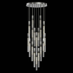 Antonia Cylinder Round Multi-Light Pendant - Ombre Silver / Brass / Smoke / Crystal