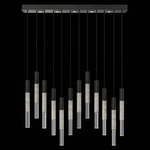 Antonia Cylinder Linear Pendant - Black / Brass / Smoke / Crystal