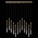 Antonia Cylinder Linear Pendant - Bronze / Brass / Charcoal / Crystal