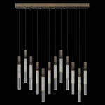 Antonia Cylinder Linear Pendant - Bronze / Brass / Smoke / Crystal