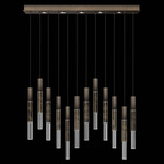 Antonia Cylinder Linear Pendant - Bronze / Nickel / Charcoal / Crystal