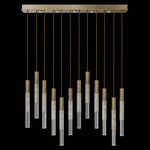 Antonia Cylinder Linear Pendant - Gold Leaf / Brass / Smoke / Crystal