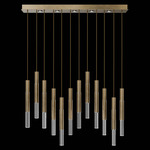 Antonia Cylinder Linear Pendant - Gold Leaf / Nickel / No Skin / Crystal