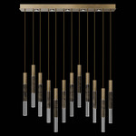 Antonia Cylinder Linear Pendant - Gold Leaf / Nickel / Charcoal / Crystal
