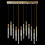 Antonia Cylinder Linear Pendant - Gold Leaf / Nickel / Smoke / Crystal