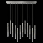 Antonia Cylinder Linear Pendant - Silver Leaf / Brass / No Skin / Crystal