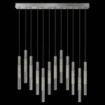 Antonia Cylinder Linear Pendant - Silver Leaf / Brass / Smoke / Crystal