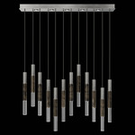 Antonia Cylinder Linear Pendant - Silver Leaf / Nickel / Charcoal / Crystal