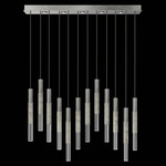 Antonia Cylinder Linear Pendant - Silver Leaf / Nickel / Smoke / Crystal