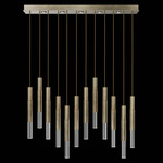 Antonia Cylinder Linear Pendant - Soft Gold Leaf / Brass / No Skin / Crystal