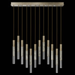 Antonia Cylinder Linear Pendant - Soft Gold Leaf / Brass / Smoke / Crystal