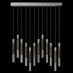 Antonia Cylinder Linear Pendant - Ombre Silver / Brass / Charcoal / Crystal
