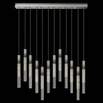 Antonia Cylinder Linear Pendant - Ombre Silver / Brass / Smoke / Crystal
