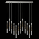Antonia Cylinder Linear Pendant - Ombre Silver / Nickel / Charcoal / Crystal